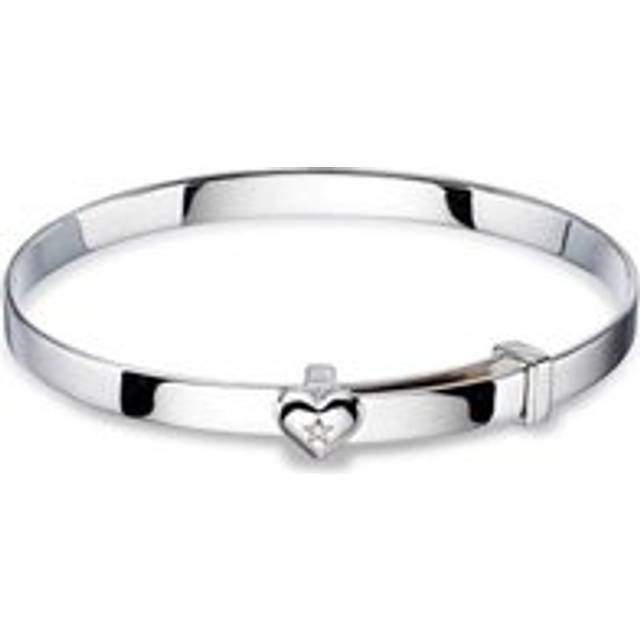 Little Star Gisele Sterling Silver Diamond Baby Bangle - Silver