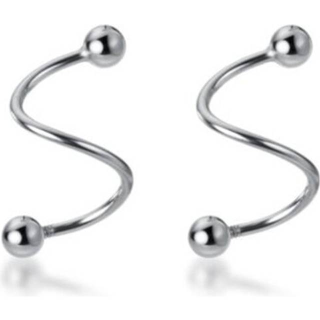 2PCS Copper Minimalist Small Ball Beads Ear Bones Ear Buckle Mini Double Ring Earring for Fashion Women - Multicoloured