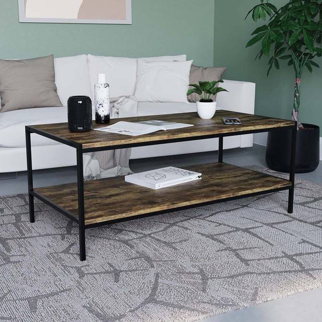 Vida Designs Brooklyn Dark Wood Coffee Table - Brown - 50 x 100 x 40cm