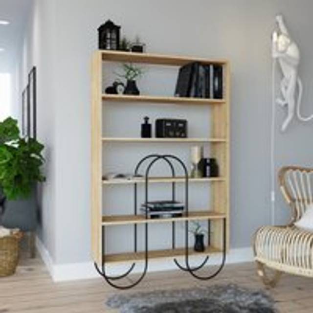 Decortie Norfolk Modern Bookcase Display Unit Natural Oak Effect Tall 159.1Cm - One Size