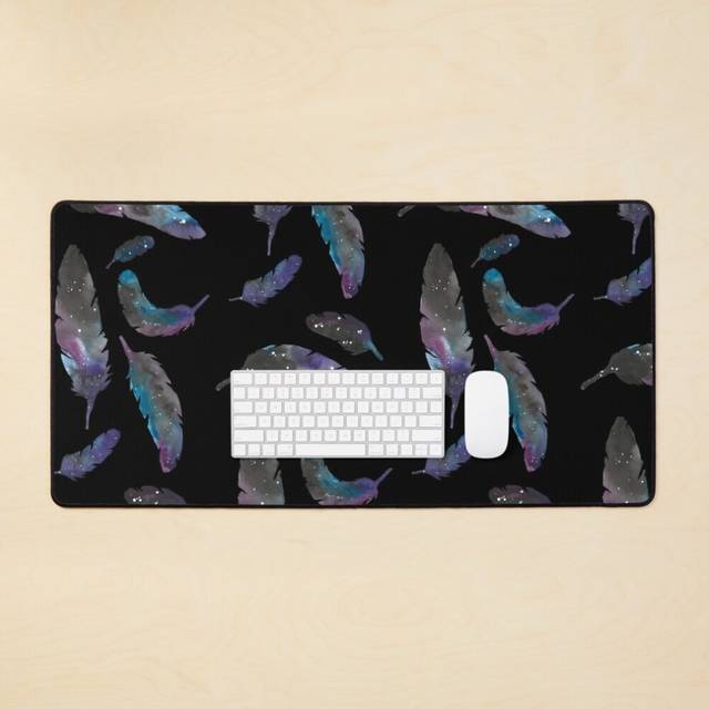Desk Mat galaxy feathers Large Gaming Mouse Pad 35x16 inch