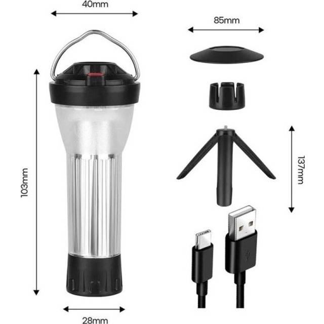 (1 Set Siver) 3000mAh Camping Lantern with Magnetic Base Similar To Blackdog Goal Zero Lantern 5 Lighting Modes Led Flashlights
