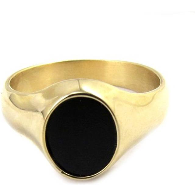 Gold plated 'Karl' onyx signet ring (12x8 mm) 52