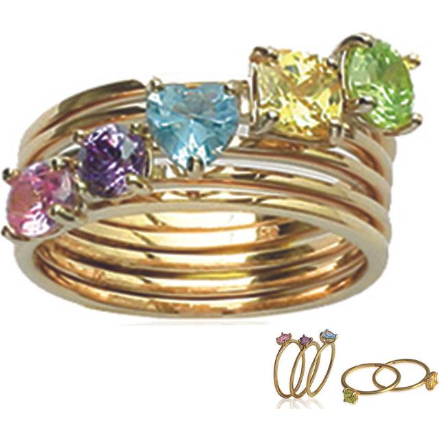 Gold Plated Ring 'Goddess' golden tutti frutti - 5 rings 52 multicolour