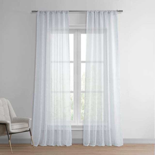 HPD Half Price Drapes SHCH-SS07161-96 Solid Faux Linen Sheer Curtain (1 Panel) 50 X 96 Aspen White