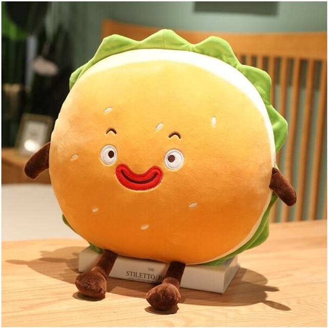 (A, 35cm) Creative Plush Soft Hamburger Macaron Pillow Soft Baby Sleeping Toys