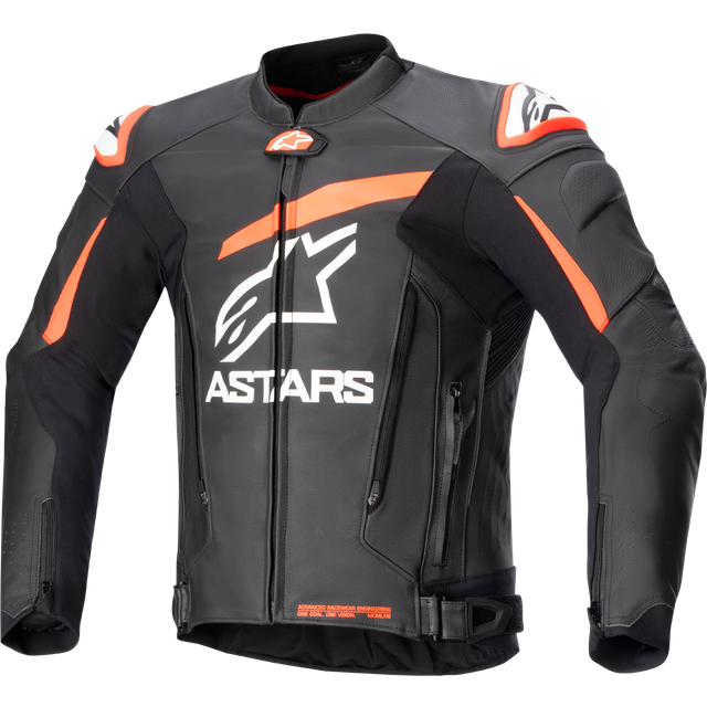 Alpinestars GP Plus V4 Motorcycle Leather Jacket, black-white-red, Size 52 for Men
