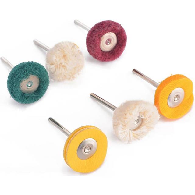 6Pcs 3mm Shank Wool Felt Grinding Sanding Head Abrasive Buffing Wheel Cotton Thread Polishing Brush