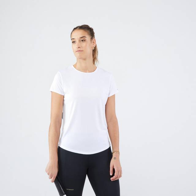 Women's Tennis Quick-dry Crew Neck T-shirt Essential 100 - White - Colorless/white