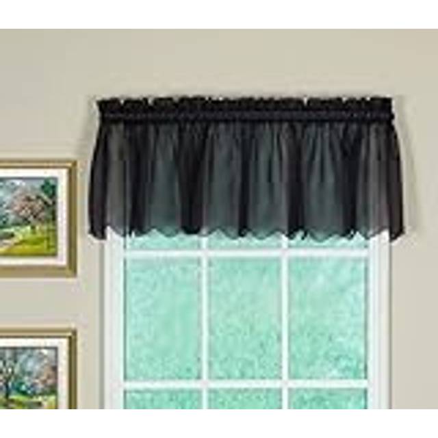 Todays Curtain Emelia Original Voile Valance 14  Black  60 W x 14 L