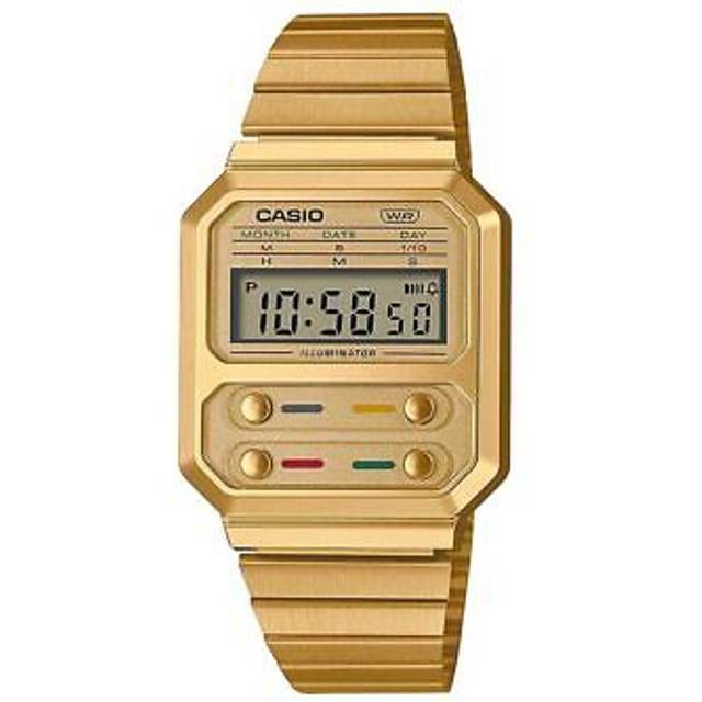 Casio Youth Vintage Stainless Steel Digital A100WEG-9A A100WEG-9 Women's Watch