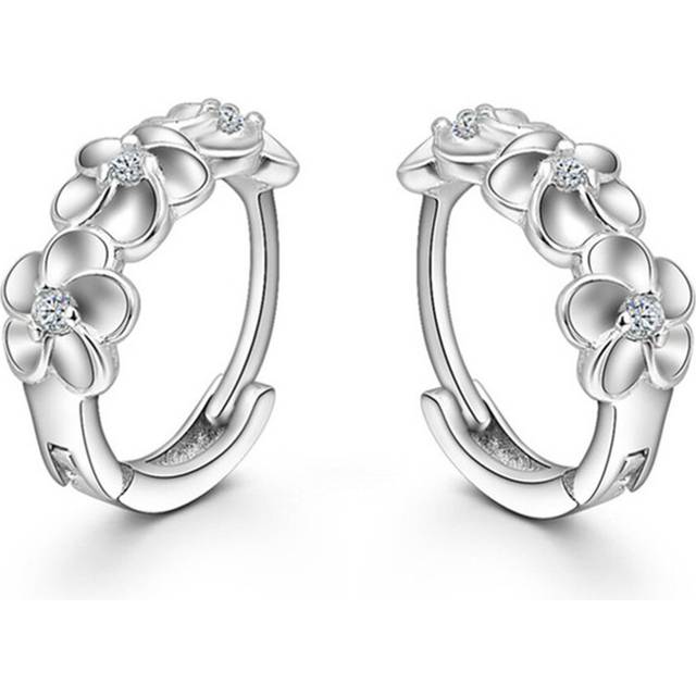 4PCS  Copper Flower Hoop Earrings Women Circle Loop  Earring  Ear Hoops Charms Earrings