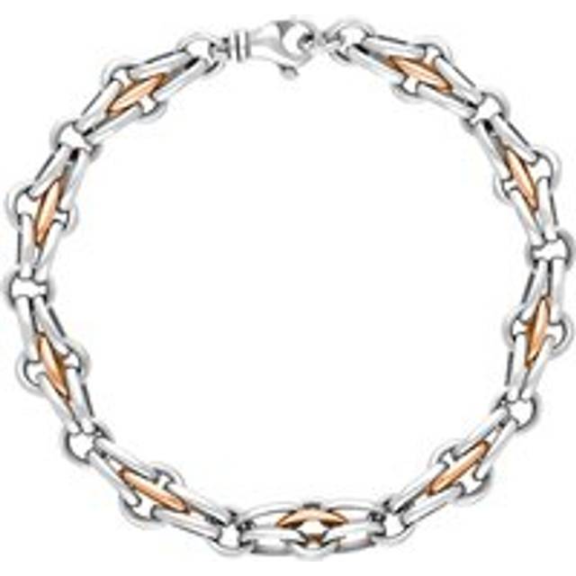 9ct Rose Gold Sterling Silver Multi Link Cable Chain Bracelet