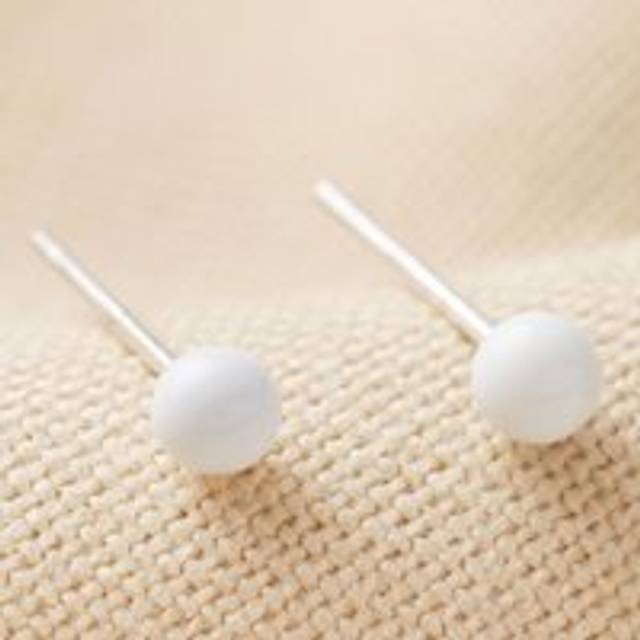 White Ball Stud Earrings - white/gold - one size