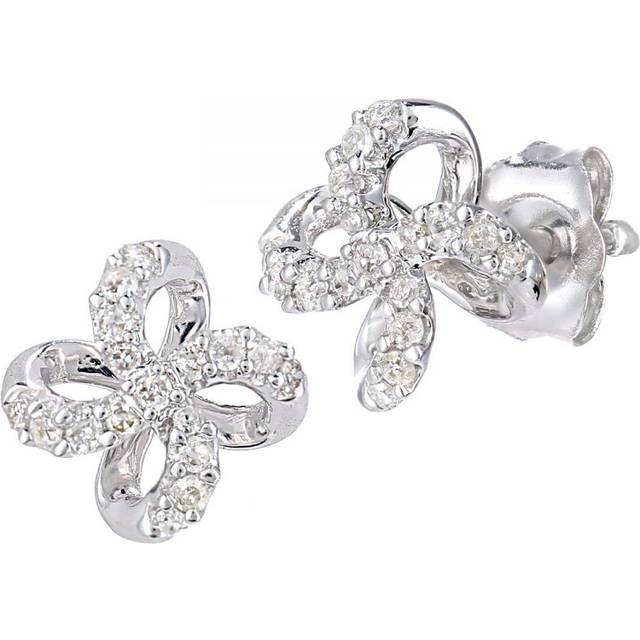 Diamant L'Eternel Womens 9ct White Gold Diamond Stud Flower Design Earrings - One Size