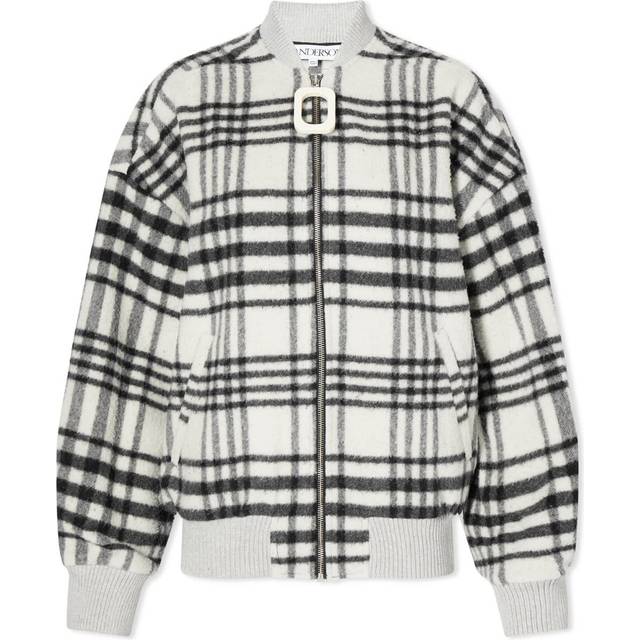 JW Anderson Checked wool-blend bomber jacket - black (UK 12)