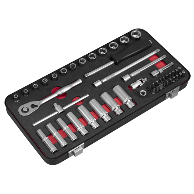 AK7920 Premier Platinum Socket Set 1/4'Sq Drive 49pc - Sealey