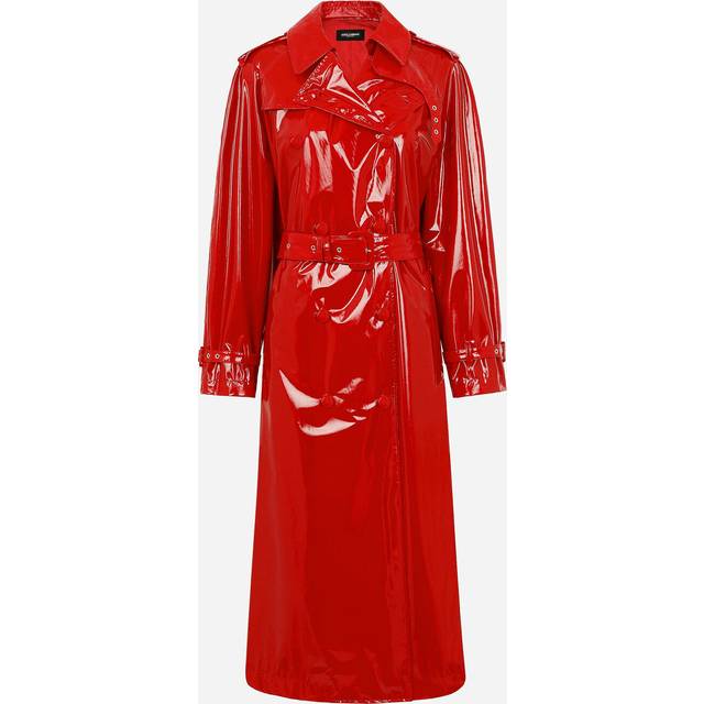 Dolce & Gabbana Patent Leather Trench Coat - Woman Coats And Jackets Red Fabric 52