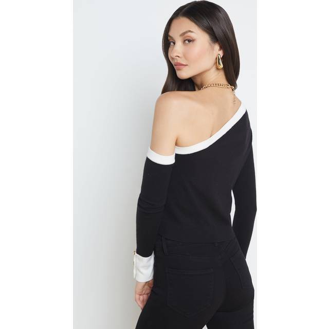 L'AGENCE - Maeva One-shoulder Knitted Sweater - Black - large