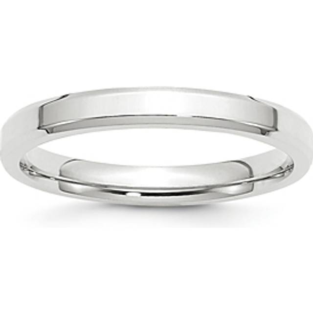 14k white gold unisex 3mm beveled edge comfort fit wedding band sizes 4 to 14