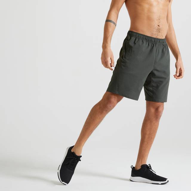 Fitness Shorts With Zip Pockets - Green Khaki - Khaki Green/-