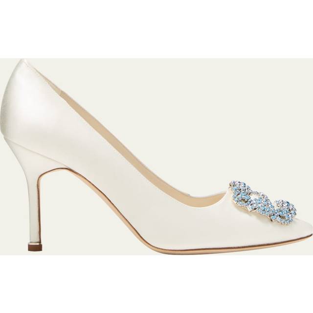 Manolo Blahnik Off-White Hangisi Bridal Heels - 1309 Light Cream - IT 40.5
