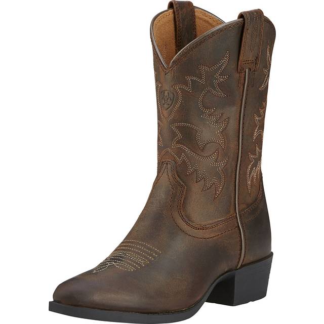 Kid's Heritage Western Boots in Distressed Brown Leather, B Medium Width, Size 3, by Ariat