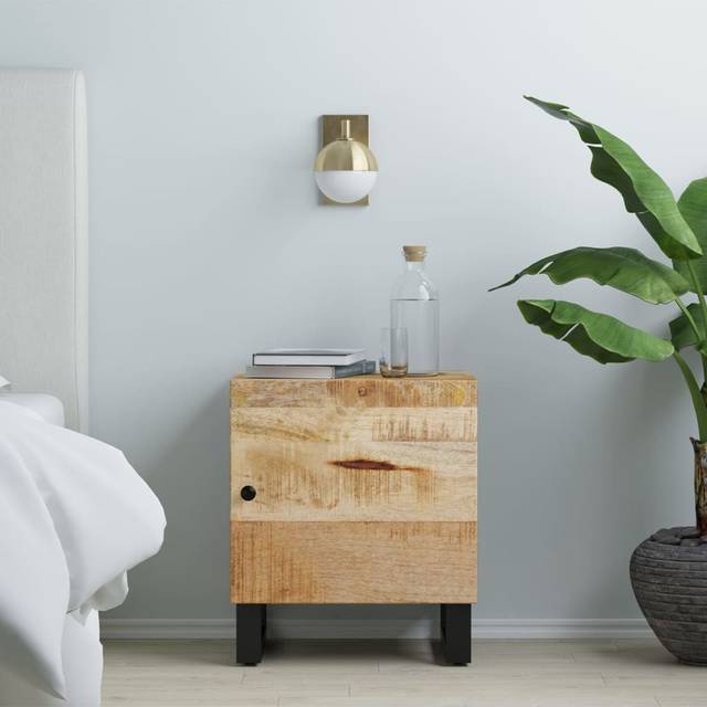 vidaXL Bedside Cabinet 40x33x46 cm Solid Wood Mango - Black