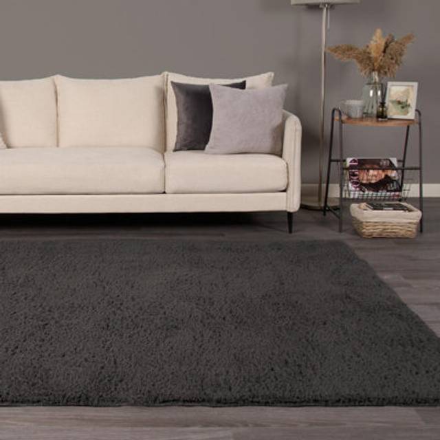 OHS Cosy Shaggy Rug, Charcoal - 80 x 150cm - Grey