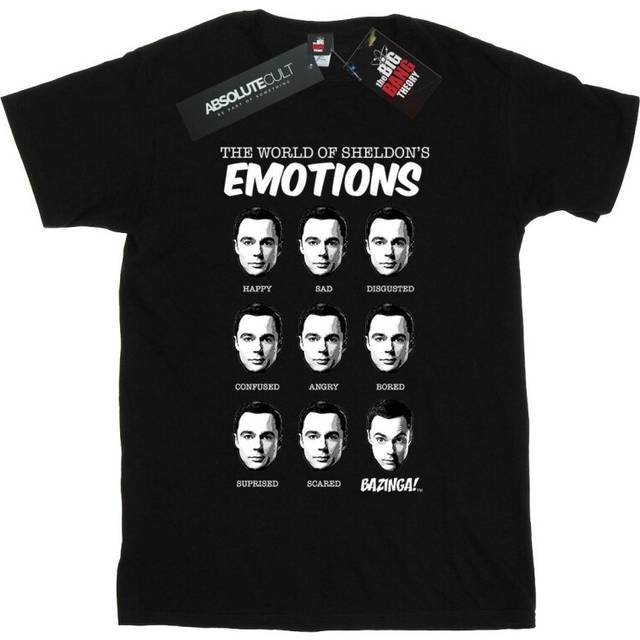 (M, Black) The Big Bang Theory Womens/Ladies Emotions Sheldon Cotton Boyfriend T-Shirt