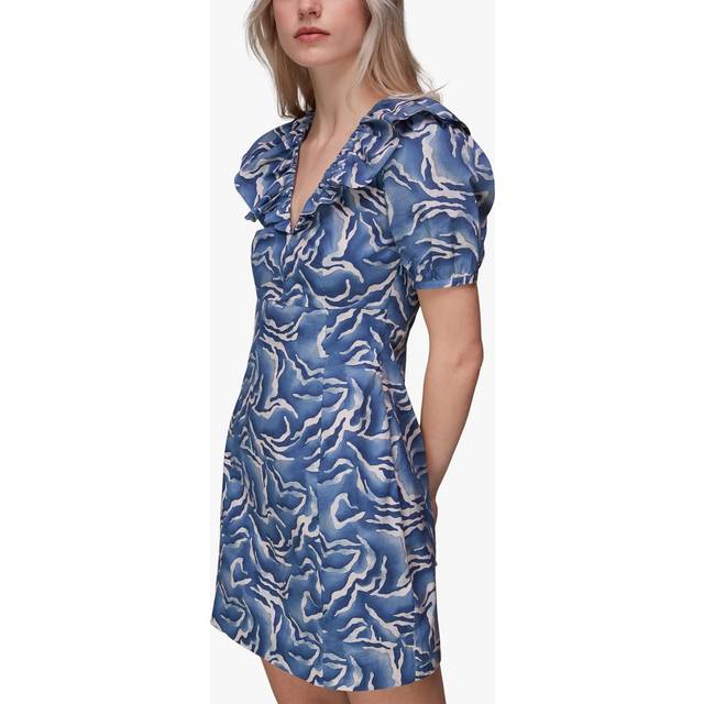 Womens Watercolour Zebra Poplin Dress Animal Print - Blue - 18