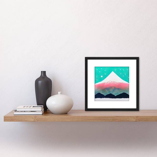 Snowfall Mount Fuji Japan K2 Everest - Picture Frame Painting (25.6cm H X 25.6cm W)