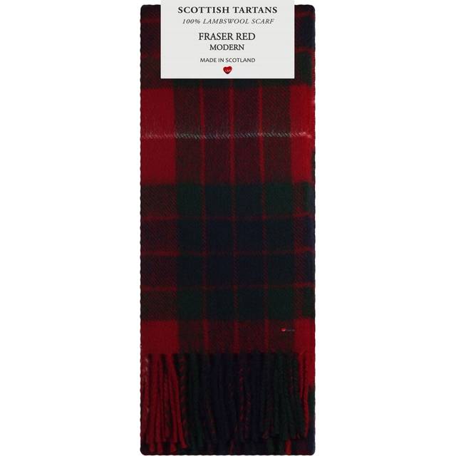 Fraser Red Modern Tartan 100% Lambswool Clan Scarf Made in Scotland