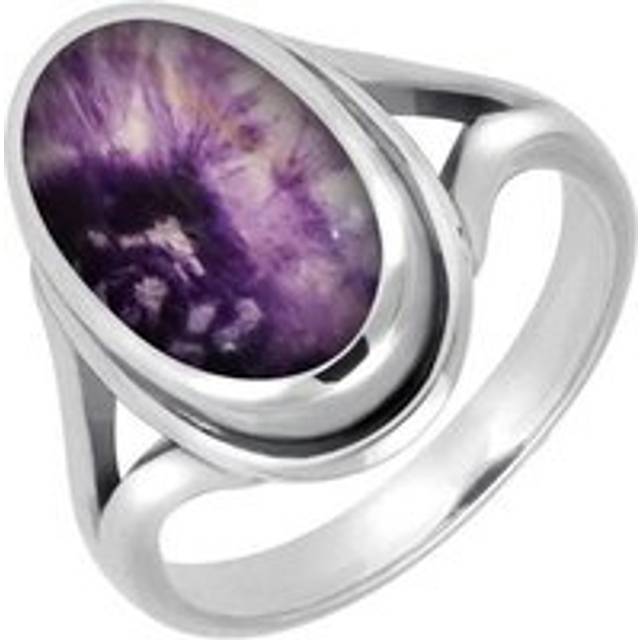 Sterling Silver Blue John Oval Ridged Ring - Silver