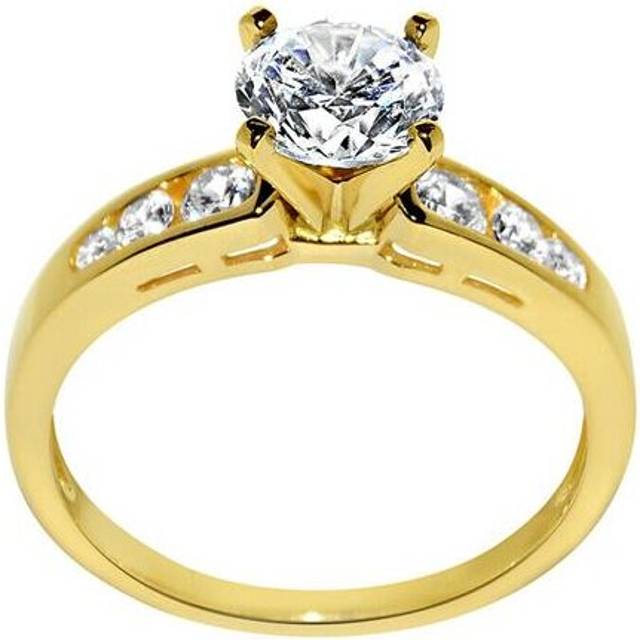 14k Yellow Gold 1.375 Carat TGW Round-cut Diamonette Engagement Ring, Size 5.5