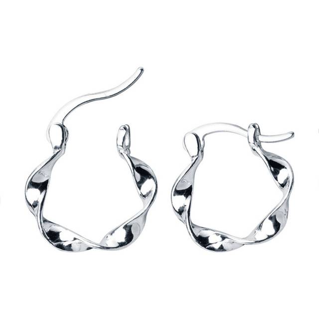 Silver plating Geometric Round Wave Hoop Earrings Minimalist for Fashion Women Party Fine Jewelry Trendy Gift