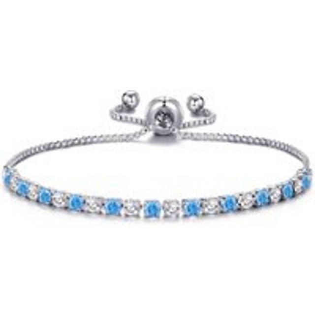 Philip Jones Silver Plated Adjustable Blue Tennis Bracelet Created with Zircondia? Crystals
