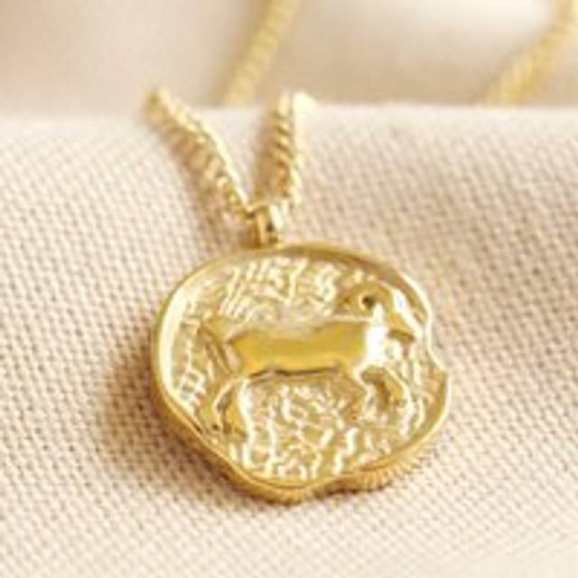 Gold Stainless Steel Aries Pendant Necklace - gold - one size