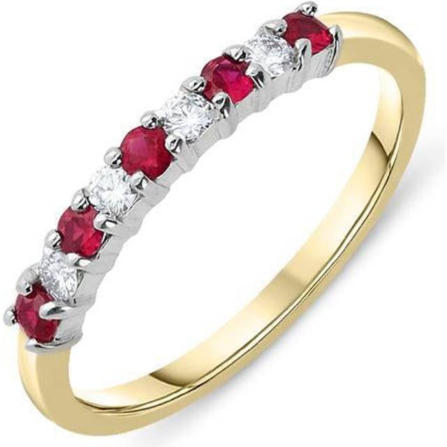 18ct Yellow Gold 0.20ct Ruby Diamond Half Eternity Ring - Option1 Value Yellow Gold