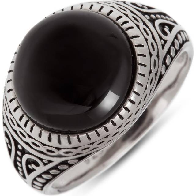 Men's Silver Ring 'Thorgal' silver onyx (rhodium) - 15mm 66 black