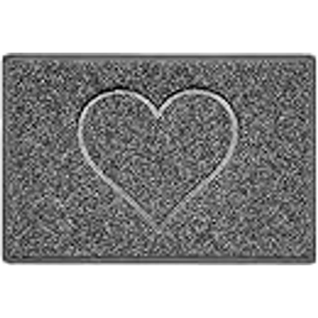 (60 x 40 cm, Rubber (Indoor)) HEART Spaghetti Coil Welcome Door Mat in Dark Grey
