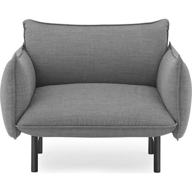 Normann Copenhagen - Ark Armchair Black Steel, Canvas 134 - Fåtöljer - Simon Legald - Grå - Dun/Metall/Textilmaterial/Skum