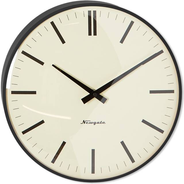 Newgate Clocks Radio City Quartz Silent Sweep Analogue Wall Clock, 33cm, Matt Black