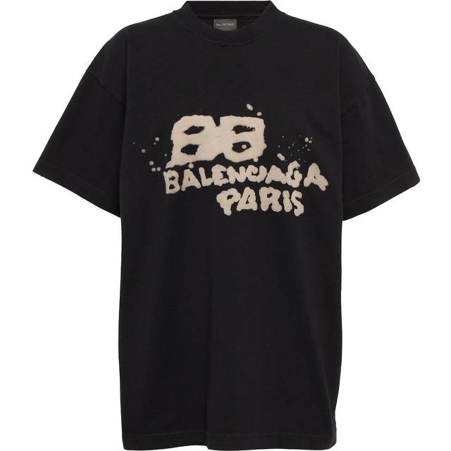 Balenciaga Oversized logo cotton T-shirt - black (UK 12)