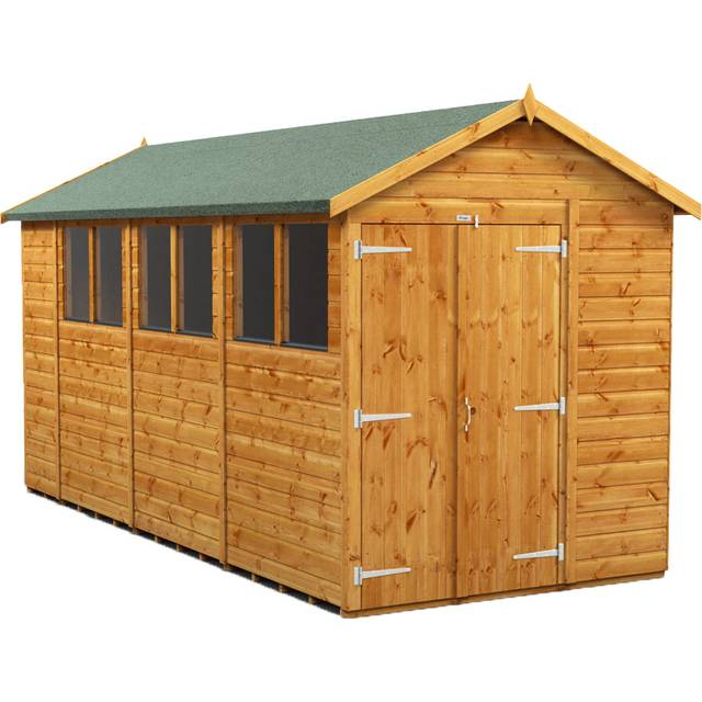 Power Apex 14' x 6' Double Door Garden Shed, Brown