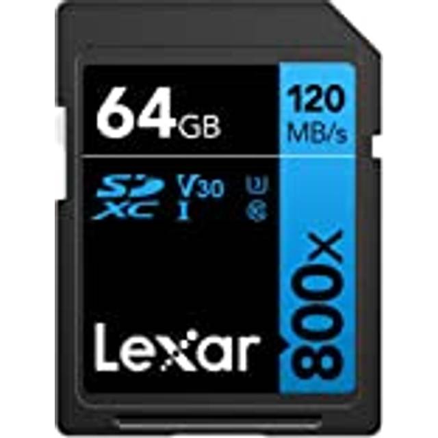 Lexar High-Performance 800x SD Card 64GB, SDXC UHS-I Memory Card BLUE Series, Class 10, U3, V30, Up to 120MB/s Read, for Point-and-shoot Cameras,