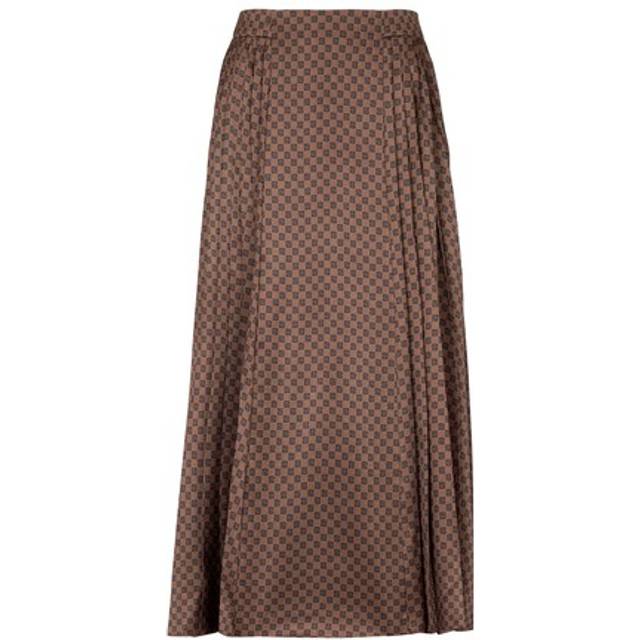 Balmain, Kjol, Dam, XS, Bomull, Mini Monogram Plisserad Midikjol - brown (XS)