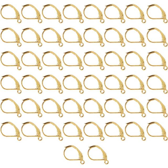 (Gold, 100 Pack) Earrings Silver Gold Hypoallergenic Lever Back Leverback Ear Hooks Clasp Finding