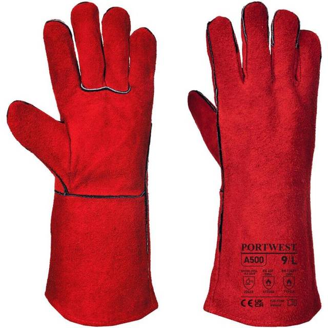 (3XL, Red) Portwest Unisex Adult A500 Leather Welding Gauntlets