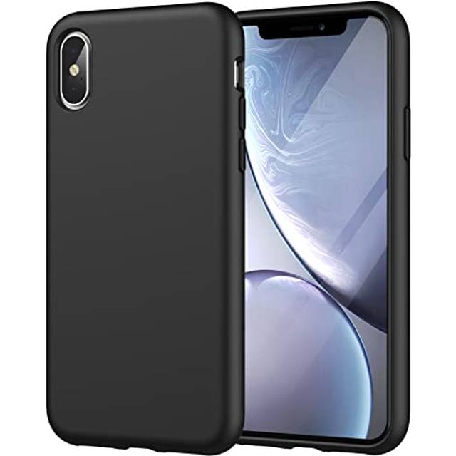 JETech Silikonskal för iPhone XS och iPhone X 5,8 Tum, Silkes Mjuk Beröring Full Kropp Skyddande Telefon Case, Stötsäkert Cover med Mikrofiber Foder (Svart)